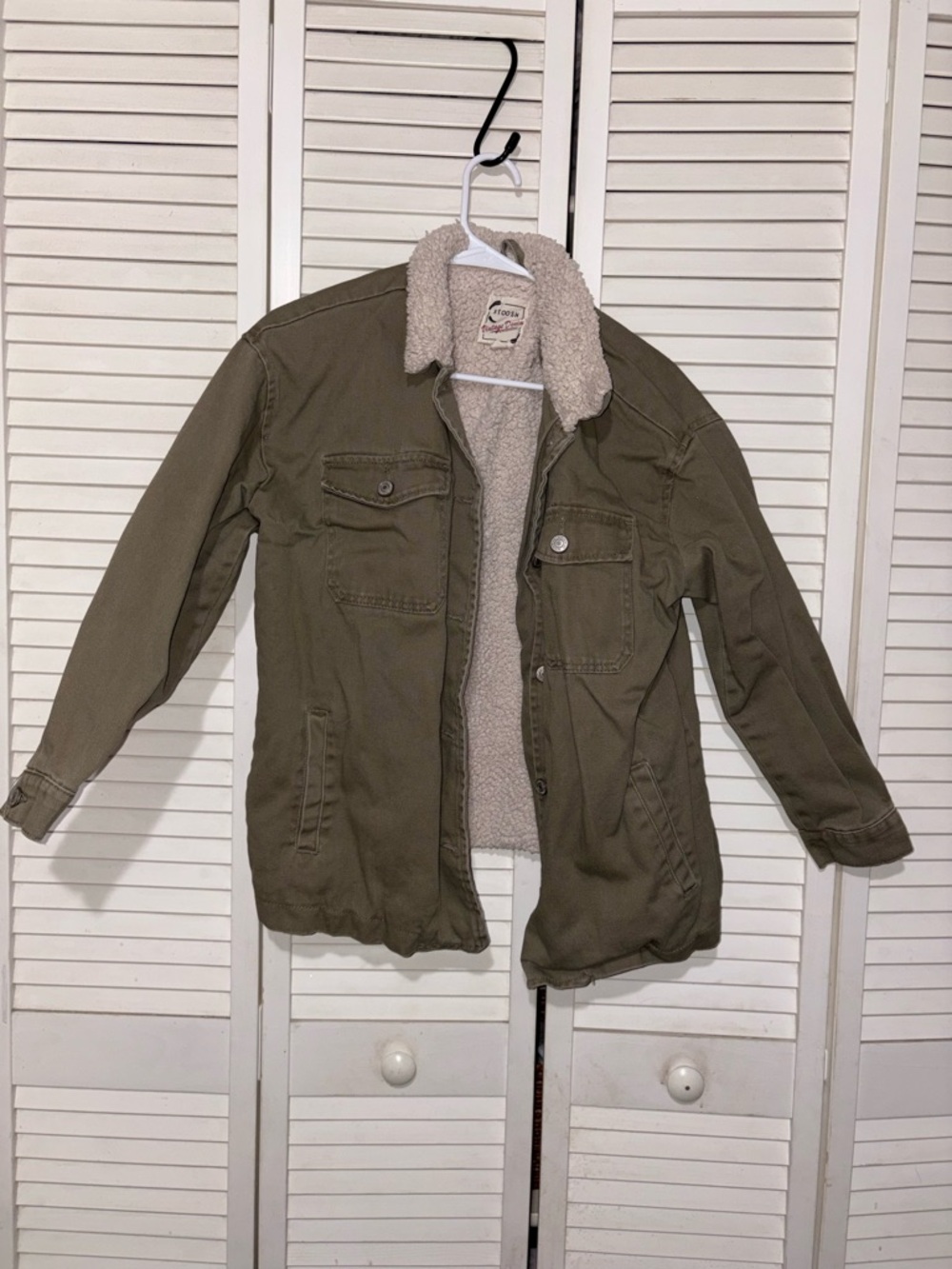 Stoosh denim green Sherpa lining jacket with buttons